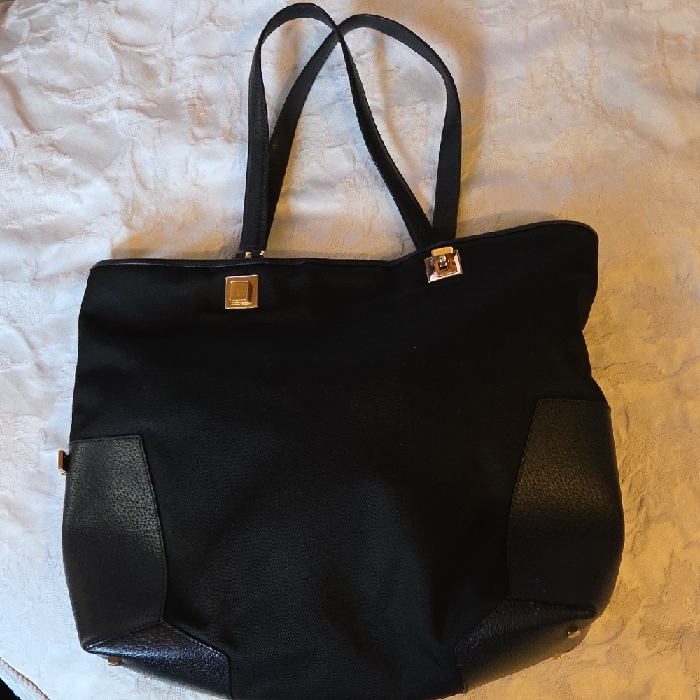 Salvatore Ferragamo Black Tote with Gold Details